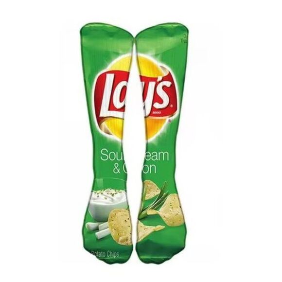 None Accessories - Harajuku Funny Lays Sour Cream and Onion Potato Chips Socks One Size NEW